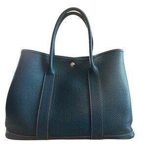 Elegant Teal Pebble Leather Tote